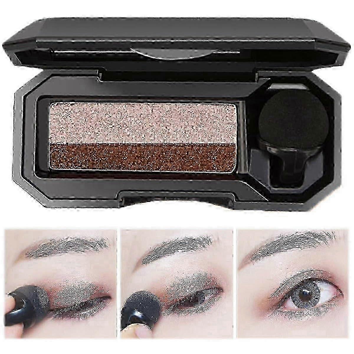 Two-Tone Eyeshadow, Lazy Dual Color Eyeshadow Glitter Gradient Eye Shadow Palette Easy Quick Makeup Eyeshadow Set With Brush-03