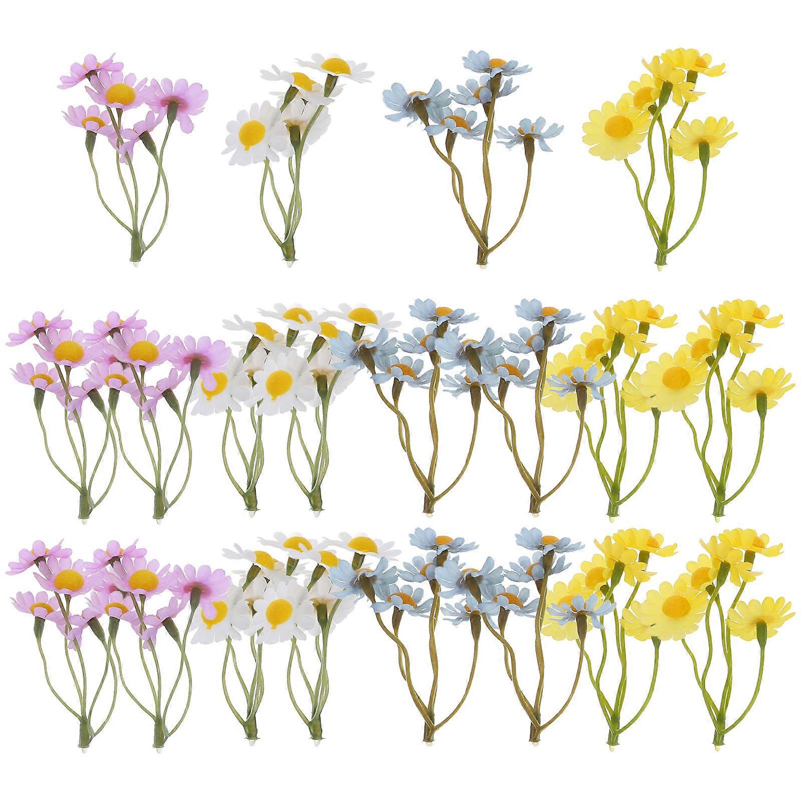 Mini Fake Daisies Tiny Artificial Flowers Decorative Stems For Event Planning Assorted Color High Realism 20Pcs