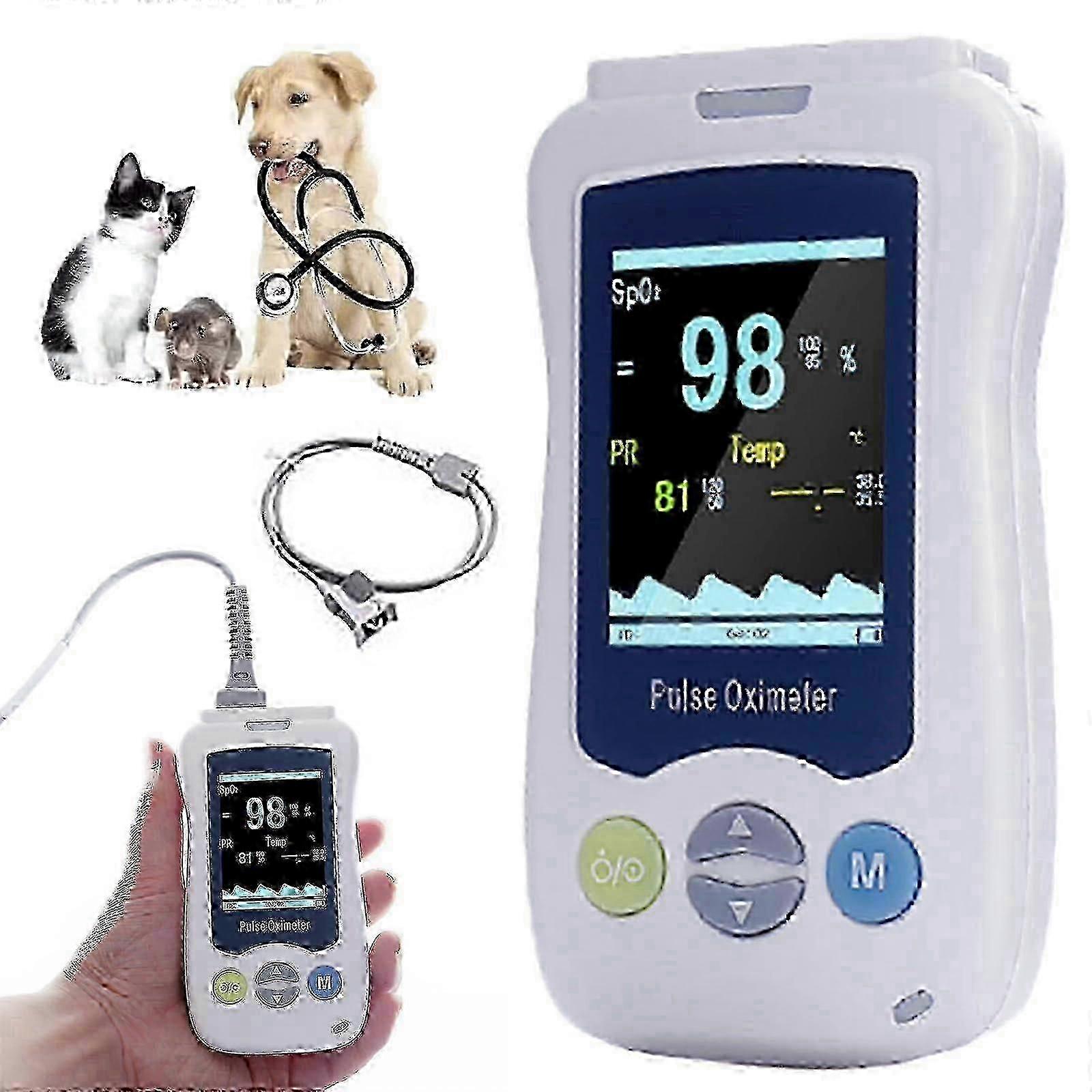 Veterinary Pulse Oximeter For Dogs Cats With Ear Tongue Sensor 2.4 LCD Display Pet Oxygen Monitor For Pet Health