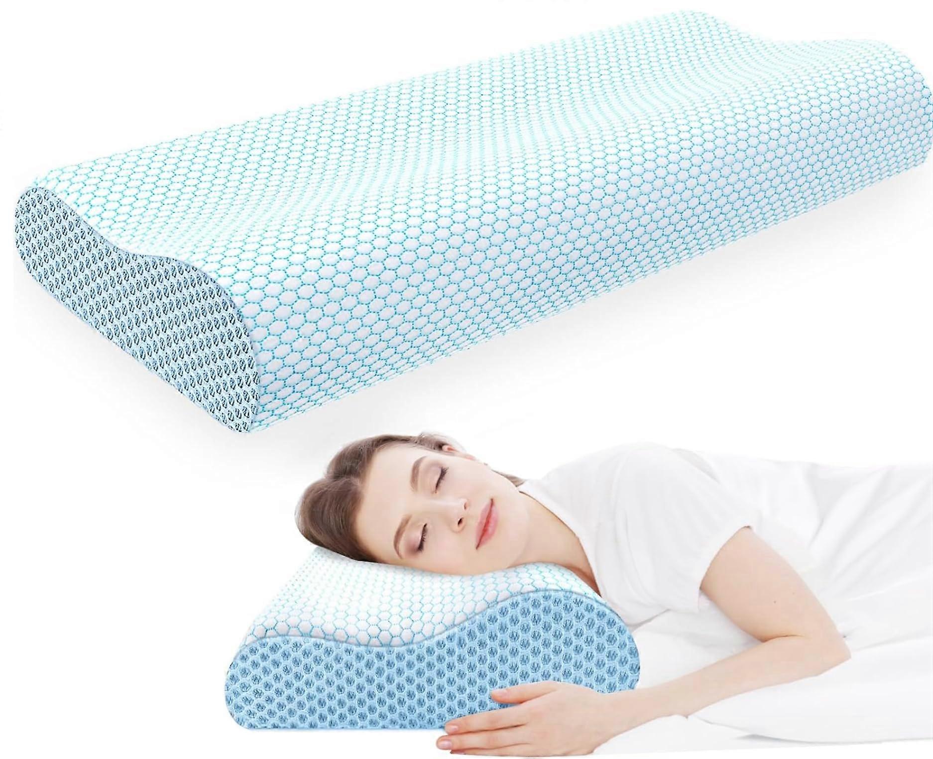 Queen Size Memory Foam Bed Pillow with Adjustable Neck Support and Breathable Cover for All Positions