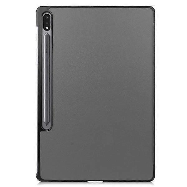 Compatible with Samsung Galaxy Tab S7 Plus/FE/Lite Tri-fold case PU leather/PC grey