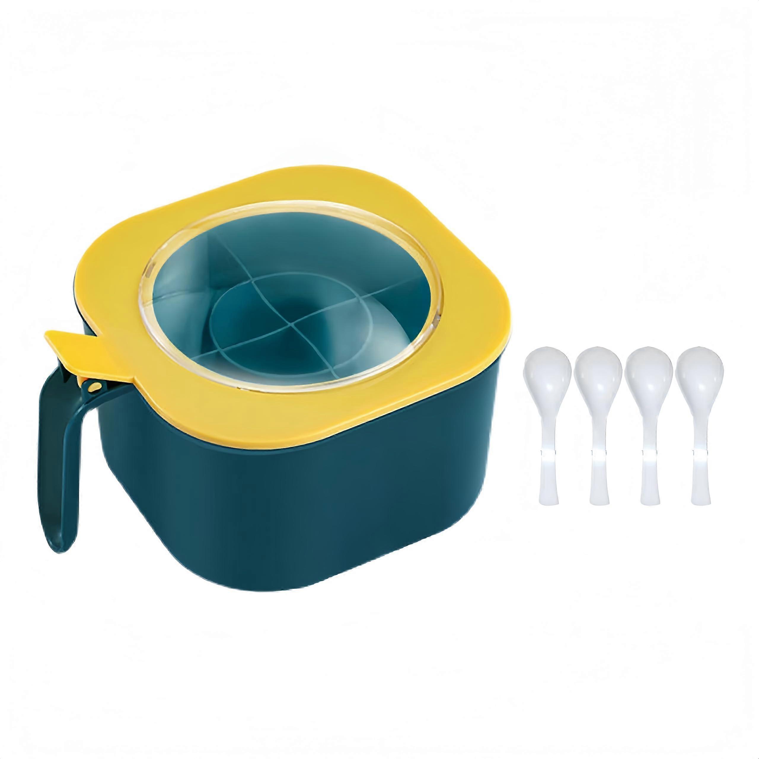 Spice Storage Box 4Compartment Organizer with Lid Leakproof Large Capacity Kitchen Container Yellow