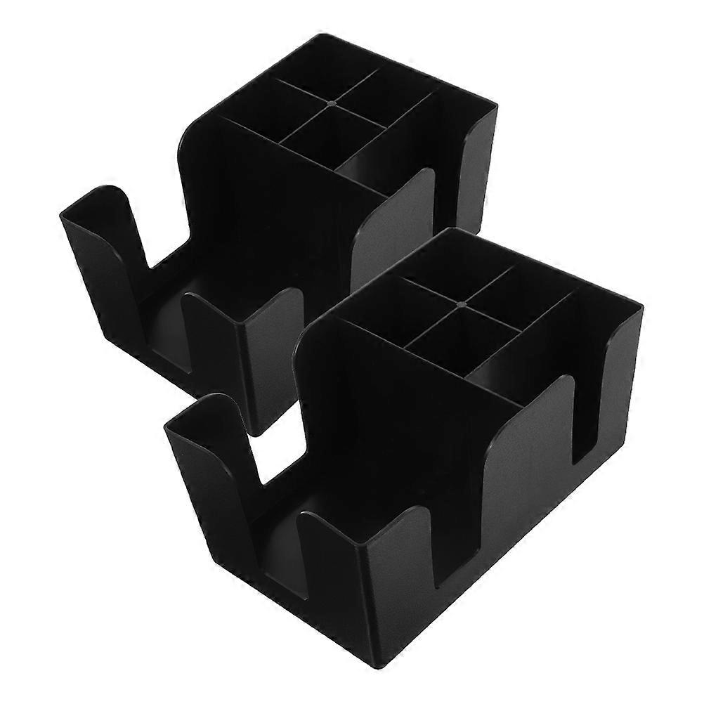 Tea Bag Storage Organizer 2Pcs Compartment Organization Kitchen Coffee Bar Black PP Material