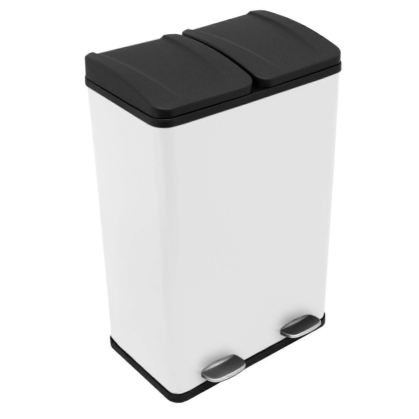 Contenedor de doble pedal de 60L en blanco