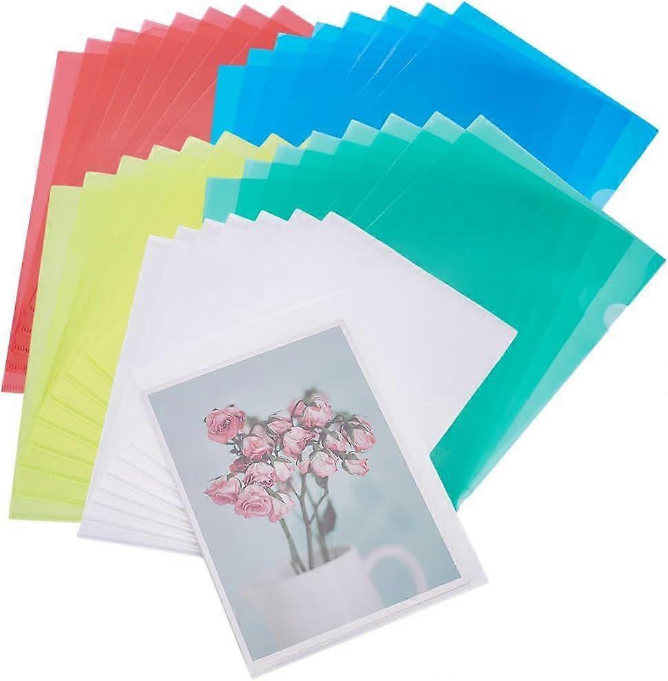 40 Pcs 5 Colors L Type Plastic Folder 12x8.5inches Copy Safe Project Pocket File Project Pockets Paper Document Jacket Clear File Folder Plastic Sleev