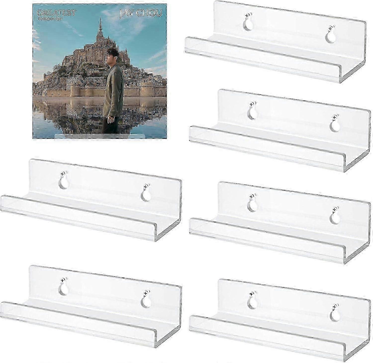 Clear Acrylic Vinyl Record Floating Shelves for Wall Mount