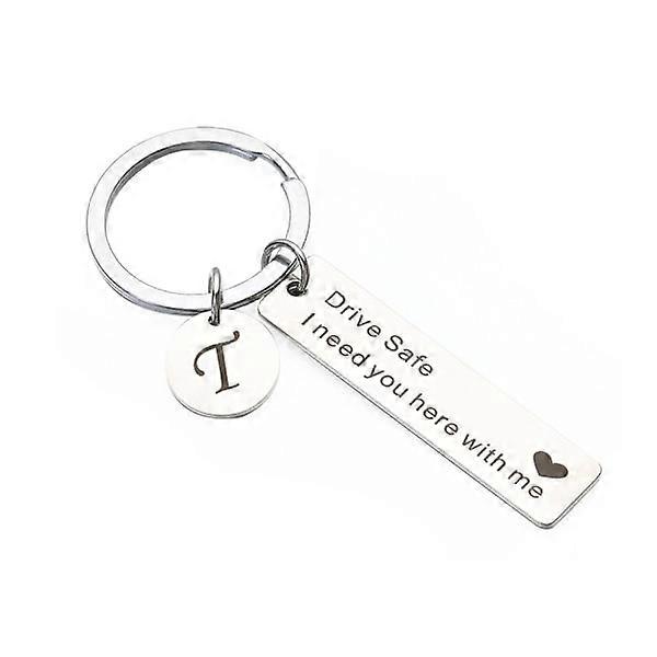 Keychain with letters AZ, Drive Safe, 26 initials T