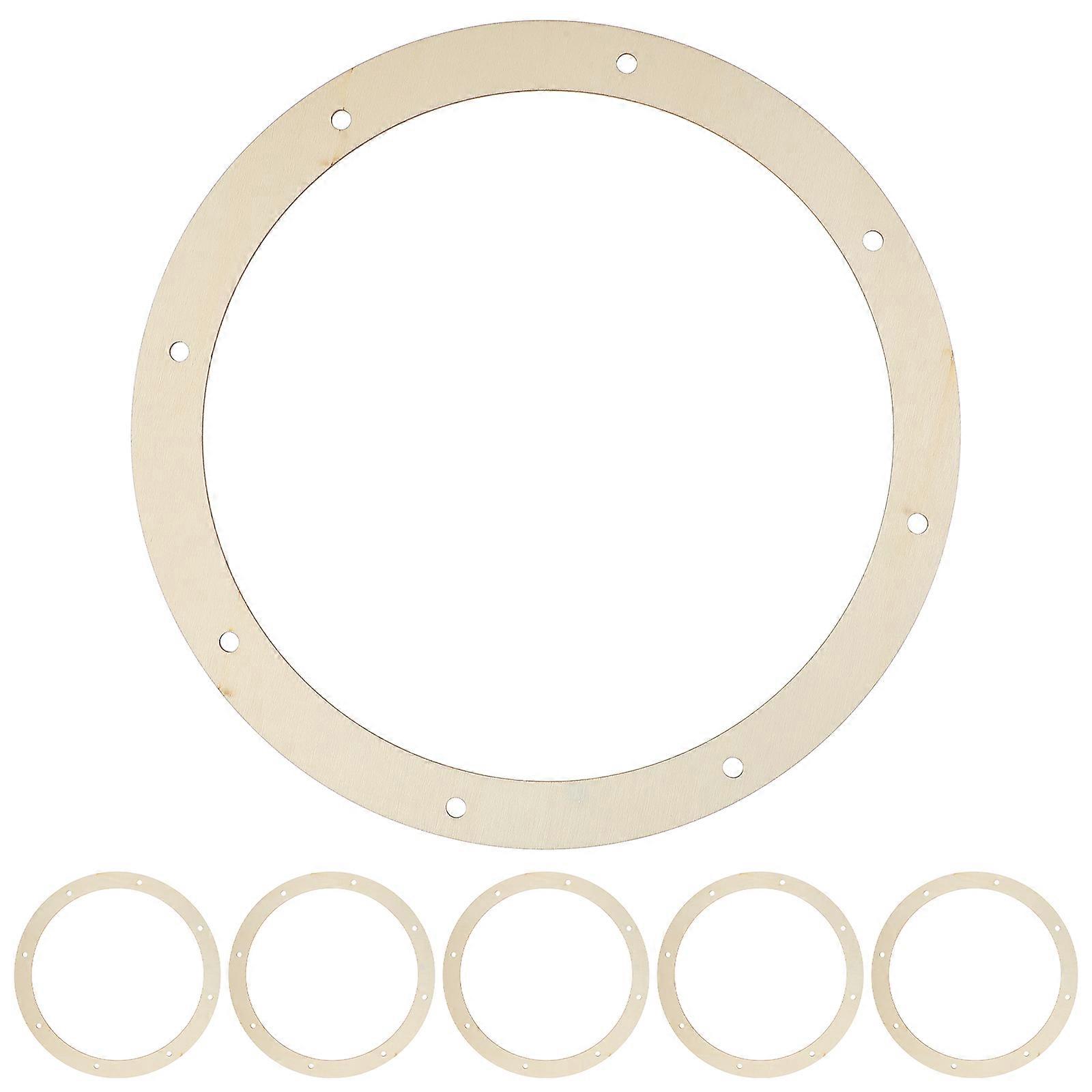 Beige Wreath Form for Decoration Use 6Pcs Wooden Round Frames