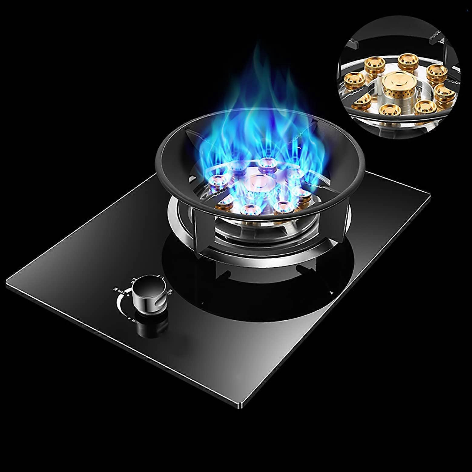 Single Burner Gas Cooktop with Adjustable Flame Control and Safety for Kitchen or Camping