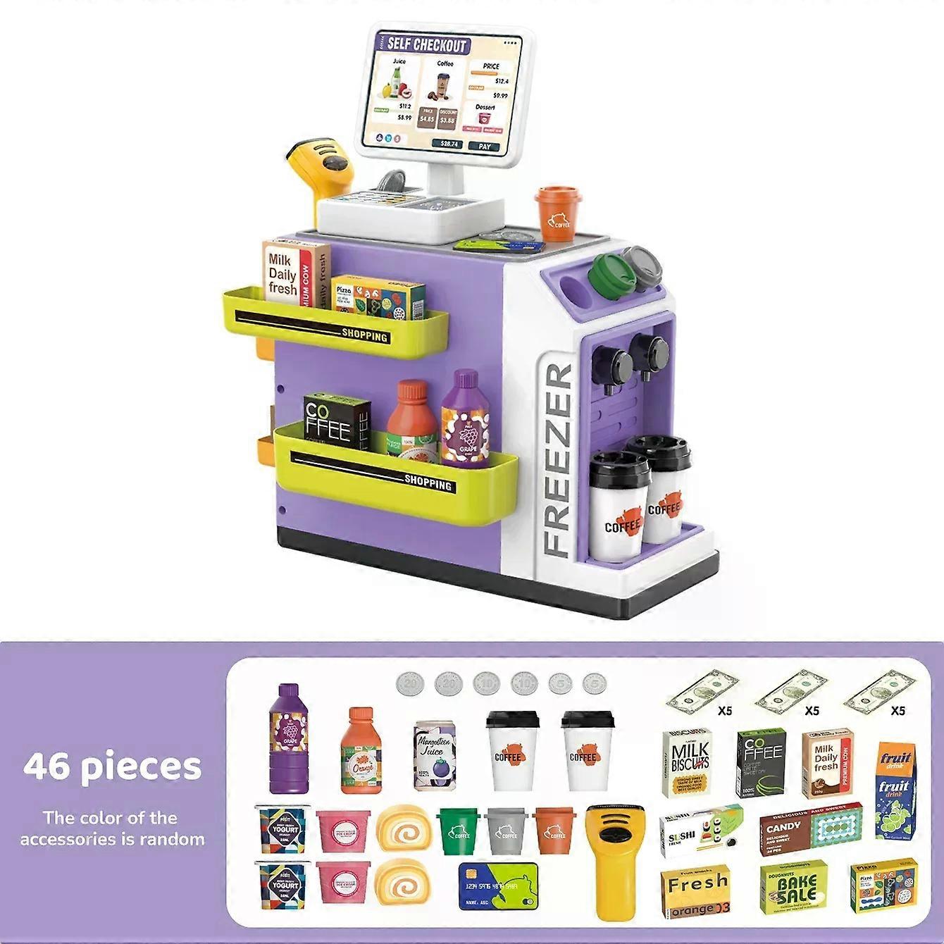 Jouet de Simulation de caisse enregistreuse, Machine �� caf�� ��lectrique, ensemble de jeu de r?le, calculatrice pour enfants, jouets alimentai