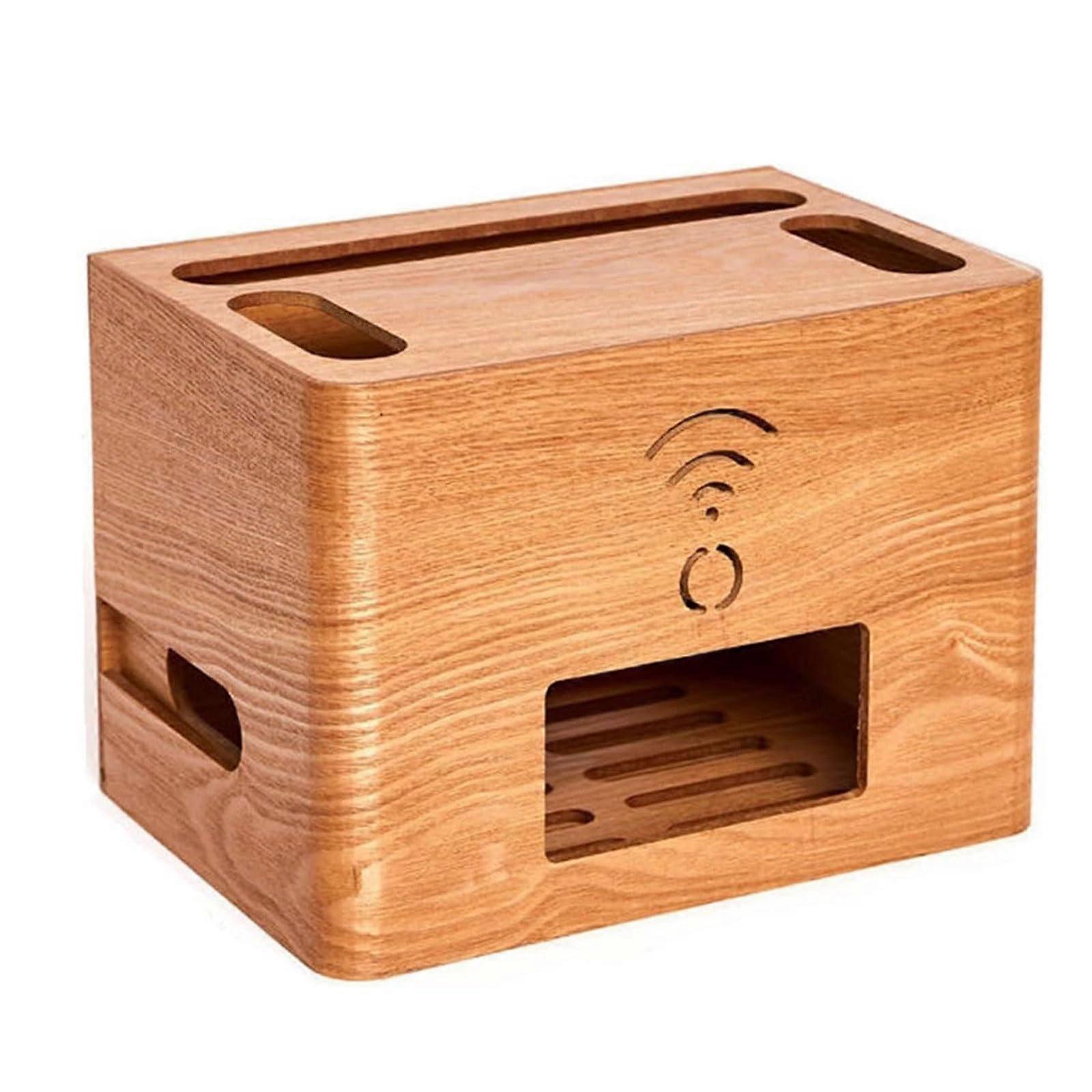 WiFi Router Storage Box with Cable Management and Ventilation Shelf for Living Room 29x19x20CM