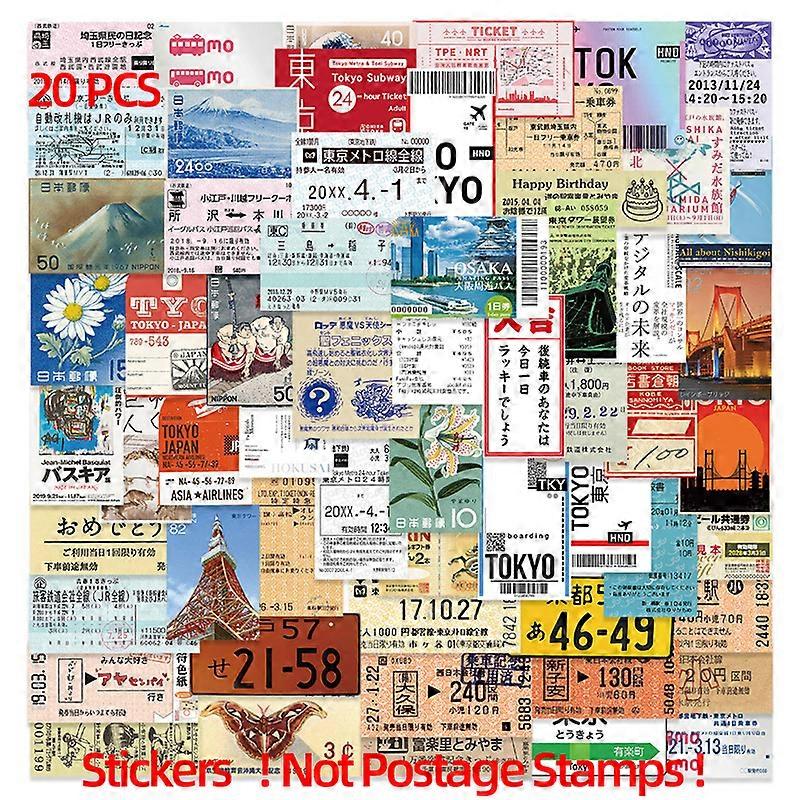 Lot de 10/20/50 autocollants de timbres-poste vintage différents pour scrapbooking et journal intime