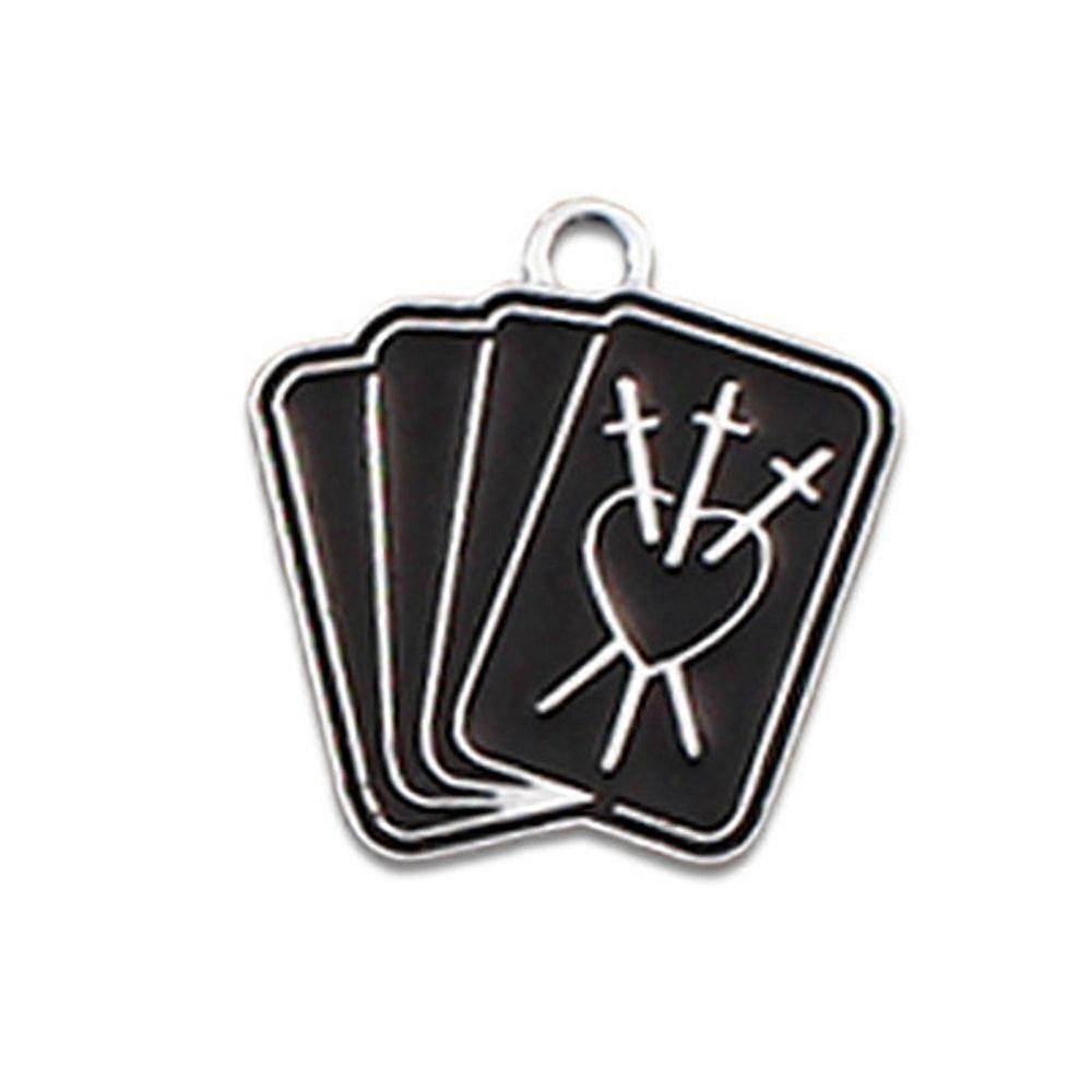 Alloy Enamel Pendants Platinum Rectangle with and Heart Charm Rectangle Pattern 21.5x20mm