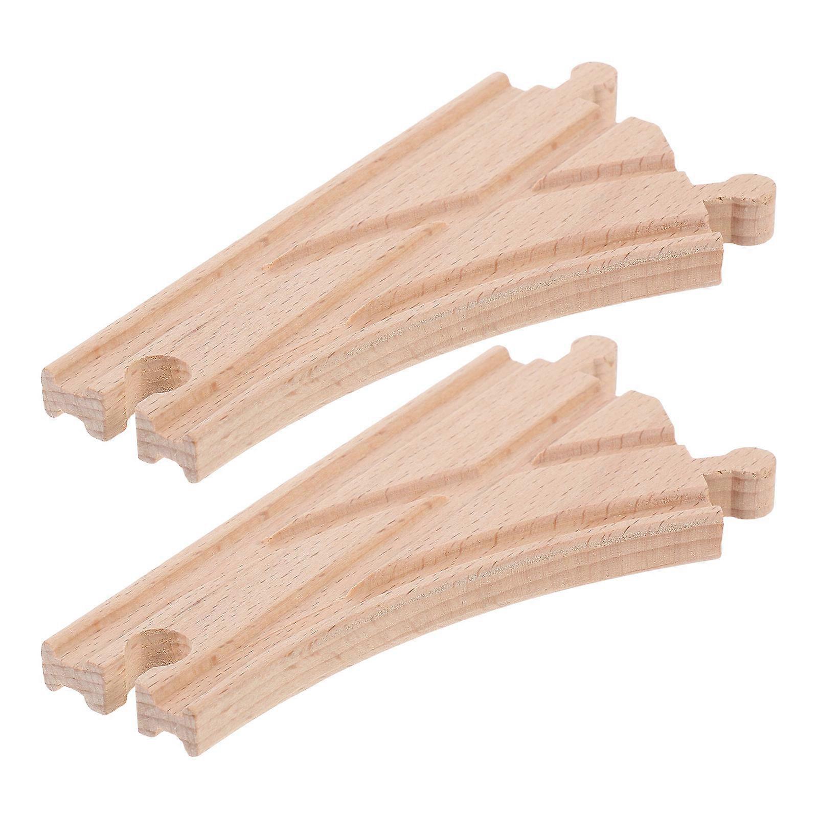 Wooden Train Track Accessories for Multi-Directional Switch Track Play 2Pcs Kit