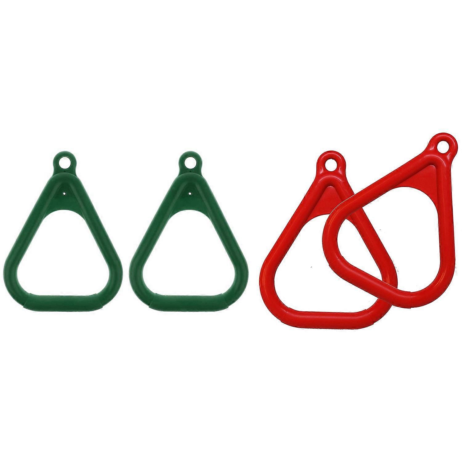 4 Pcs Trapeze Ring Swing Playset Trapezoidal Ring, Red & Dark Green