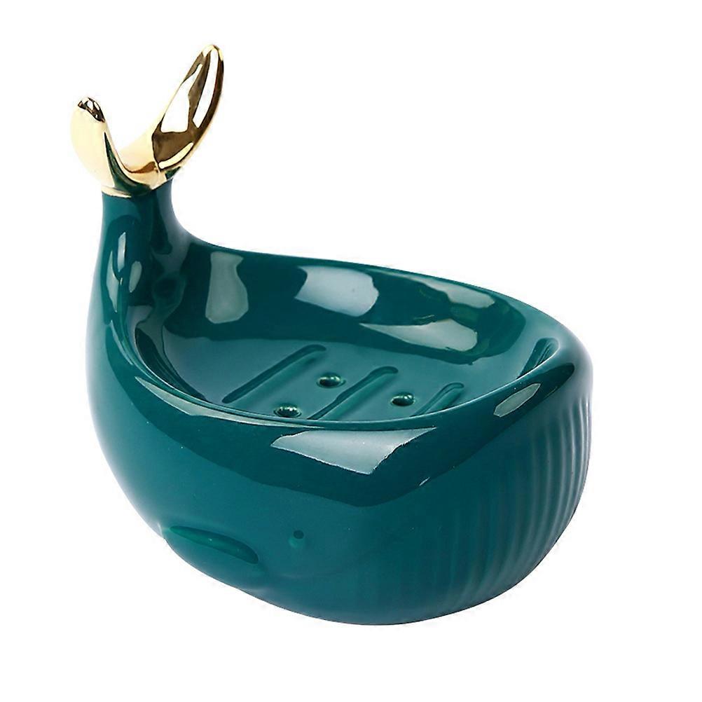 Ceramic Soap Box for Storage Use Nordic Whale Design 1Pcs