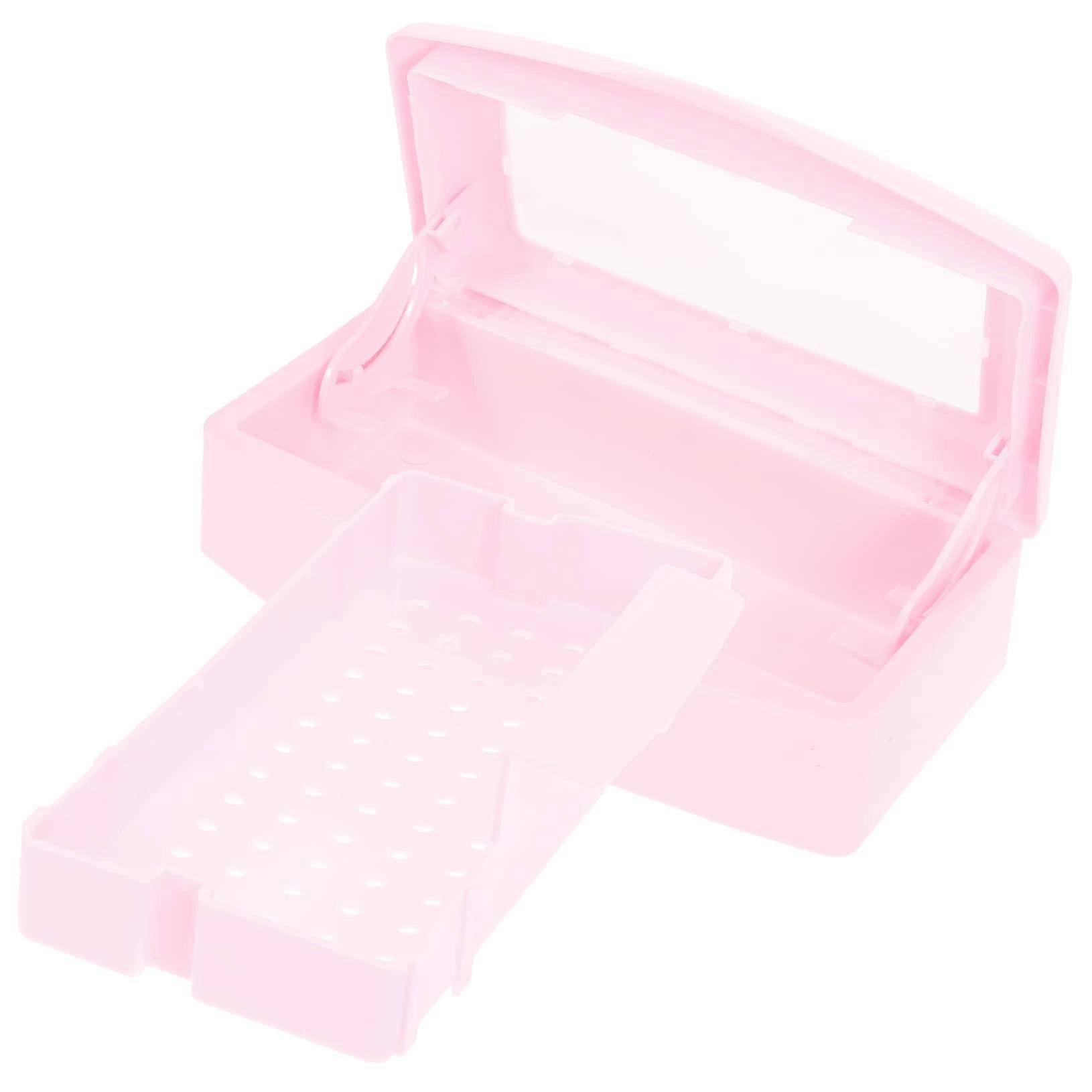 Nail Tool Sterilizer Tray with Easy Clean Removable Insert, Pink Manicure Tool Storage Organizer