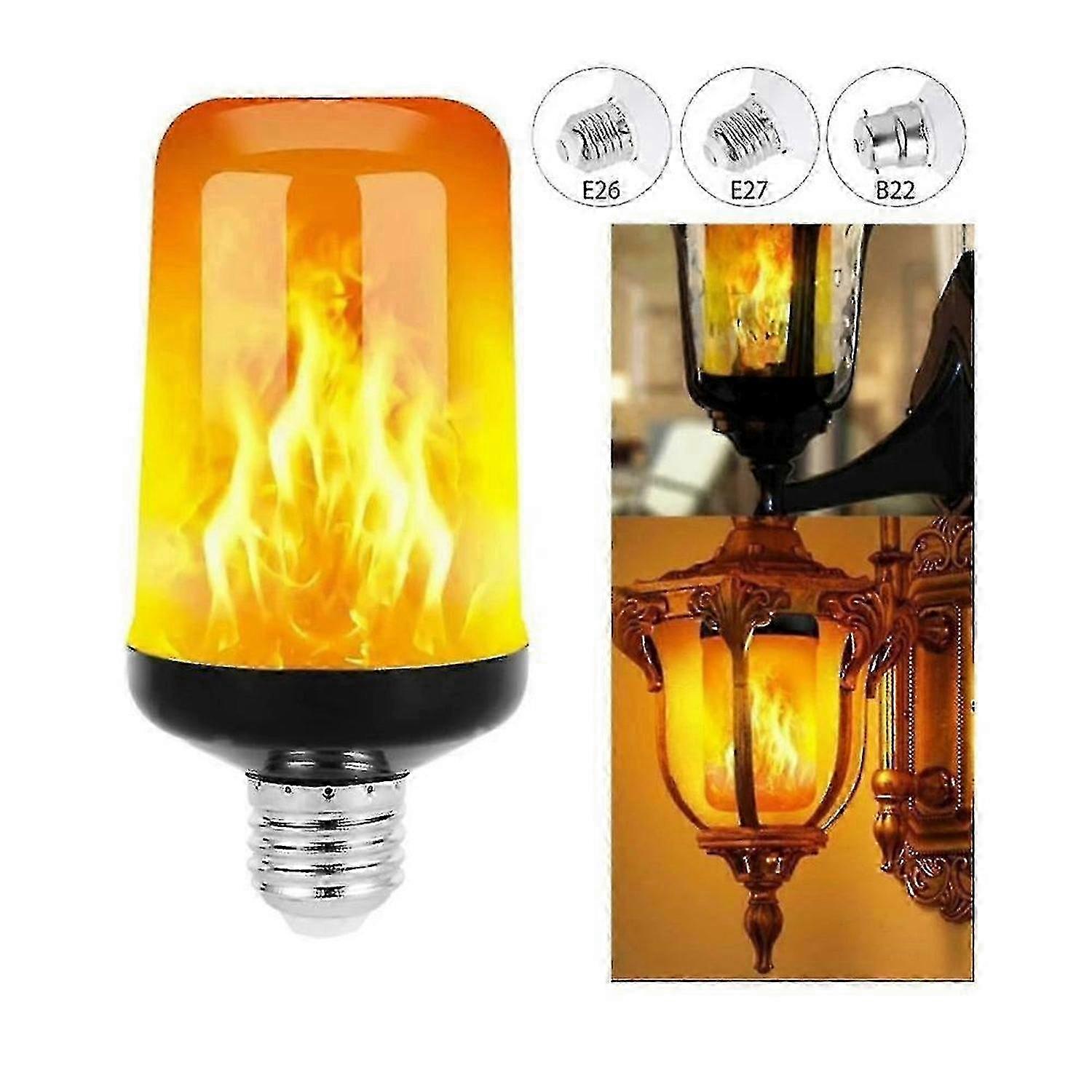 B22/E12/E14/E27 LED Flicker Flame Light Bulb Burning Fire Effect Night Lamp  e26 Yellow light