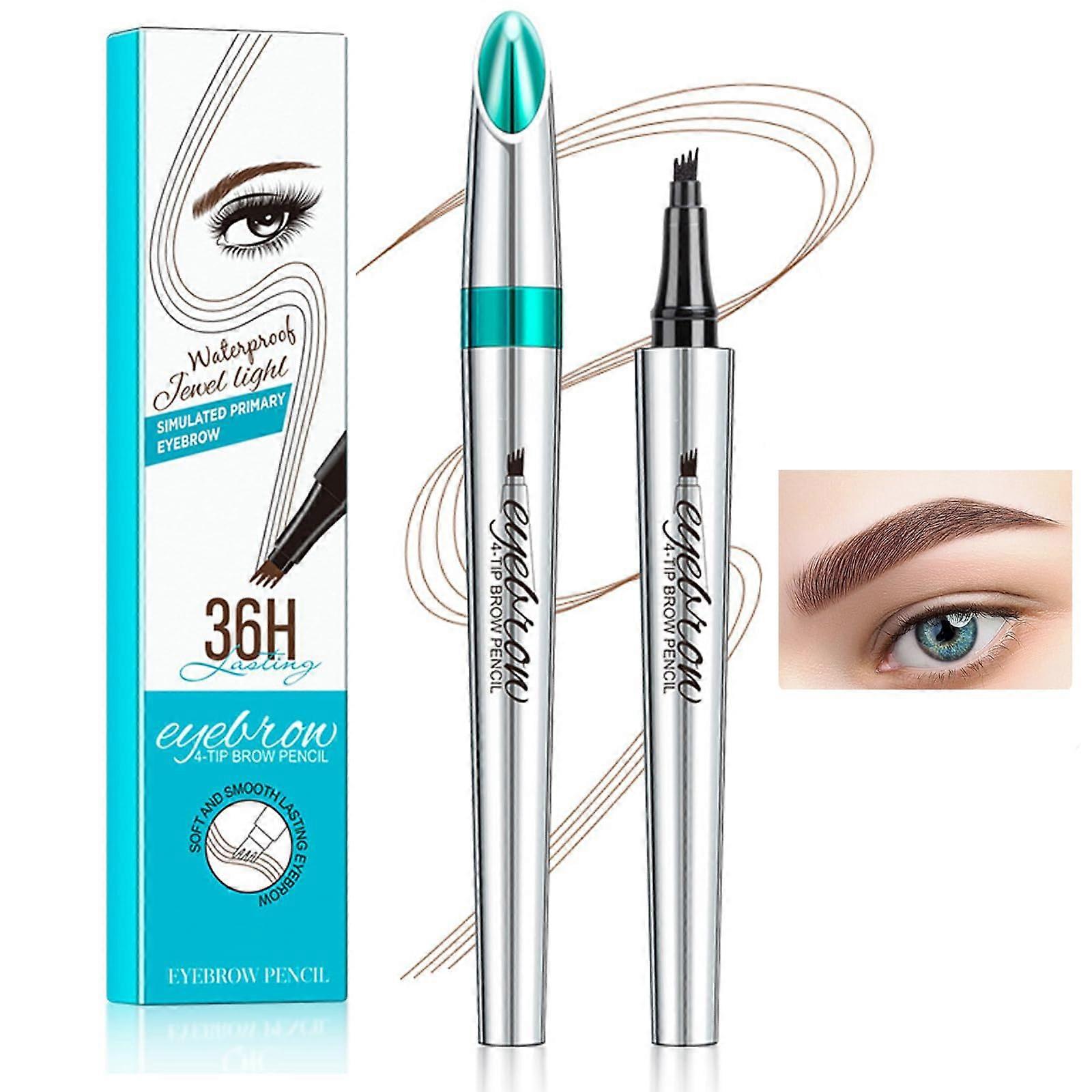 3D Microblading Eyebrow Pen Waterproof 4 Fork Tip Brow Tattoo Pencil Red Brown Long Lasting