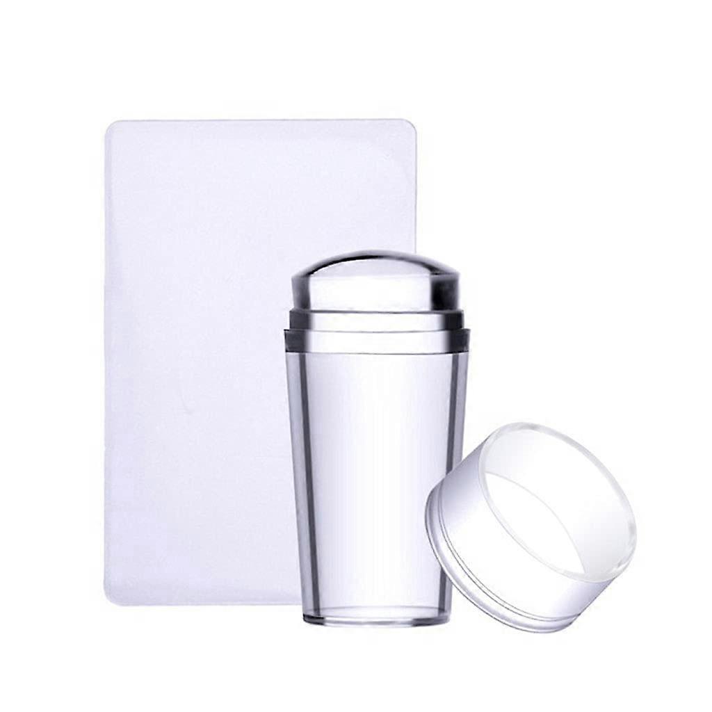 Clear Nail Stamper Kit with Replaceable Heads and Scraper, Transparent Silicone Nail Art Tools