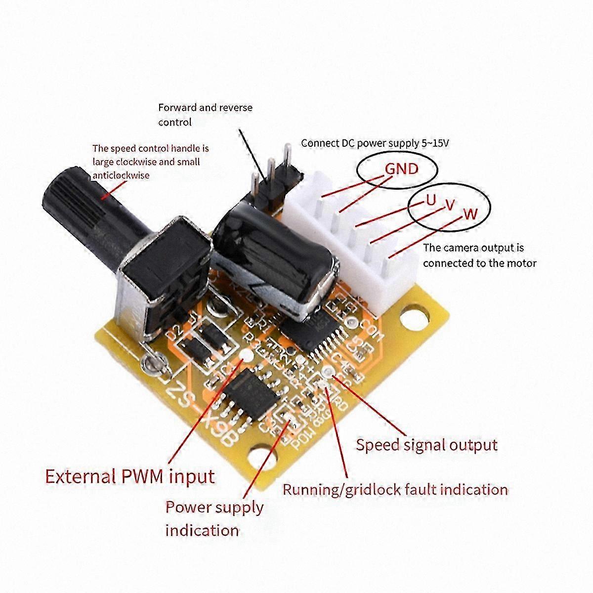 BLDC 3-Phase Brushless Motor Driver 5-15V 2A Speed Controller Module