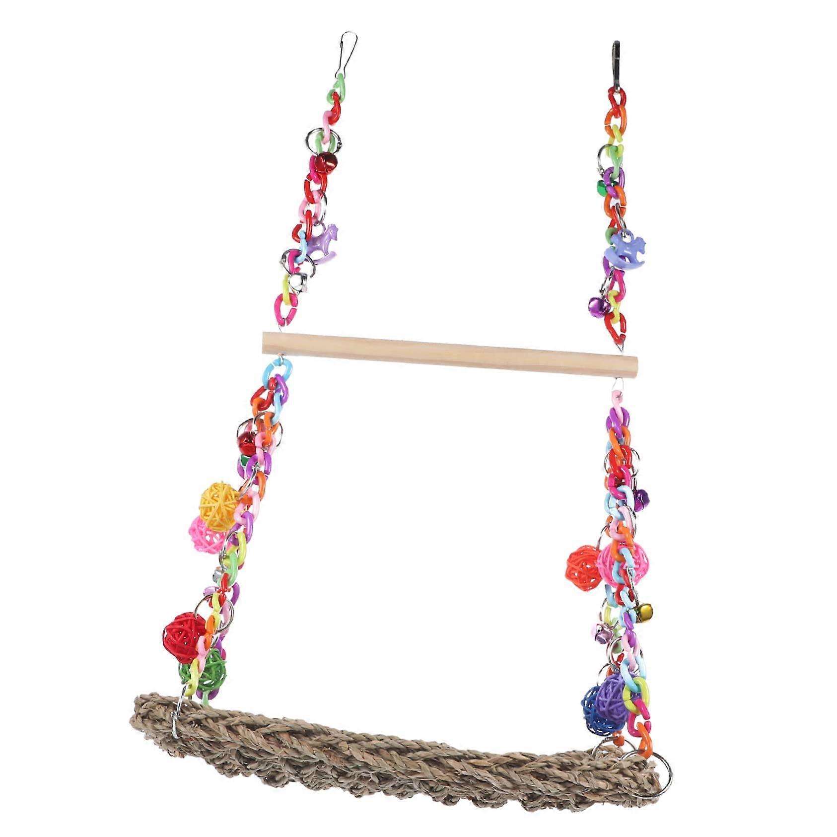 Bird Perch Stand with Swing Hammock for Parakeets and Parrots, Decorative ChewFriendly Cage Accessory