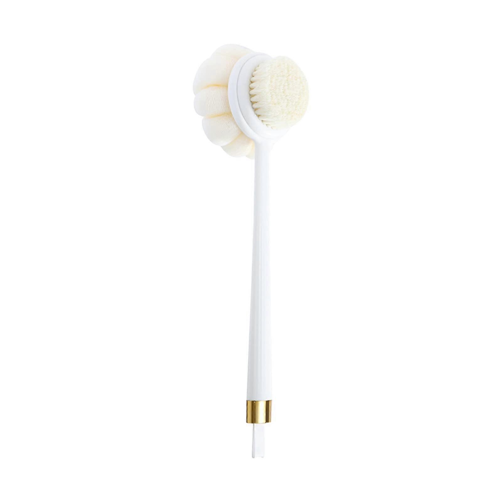 Bath Brush with Long Handle Back Scrubber for Shower, TwoinOne Exfoliating Body Brush White
