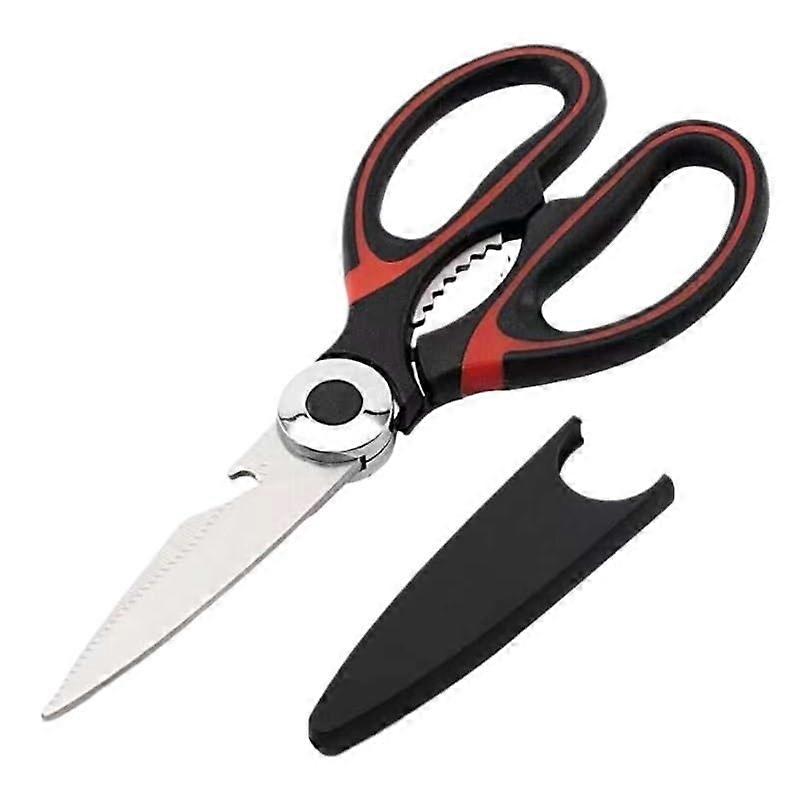 Kitchen Scissors Stainless Steel Multifunctional Shears for Fast Meal Preparation Dishwasher Safe Red