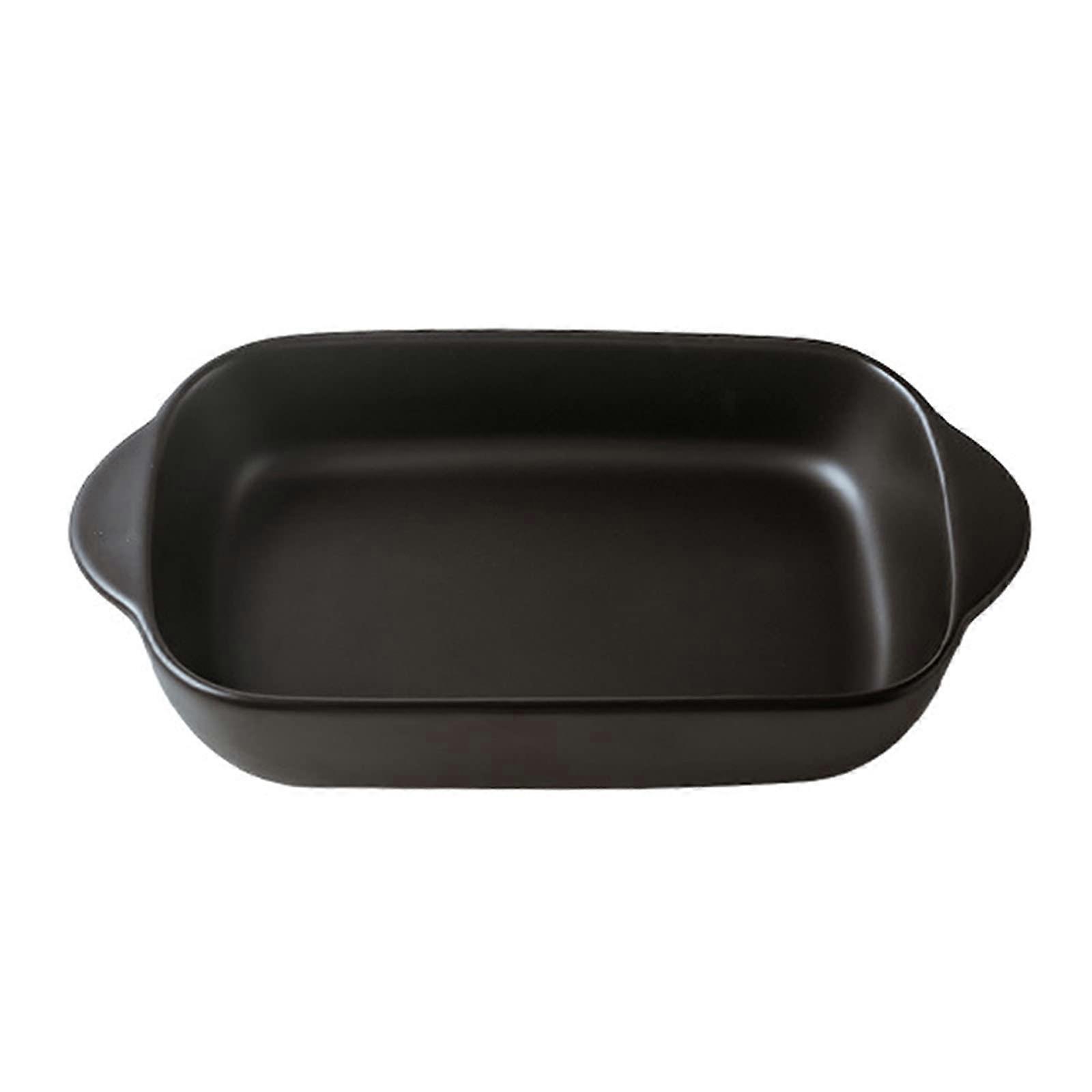 Ceramic Baking Dish Rectangular Bakeware, Small Oven Safe Lasagna Pan with Easy Clean Surface, Black