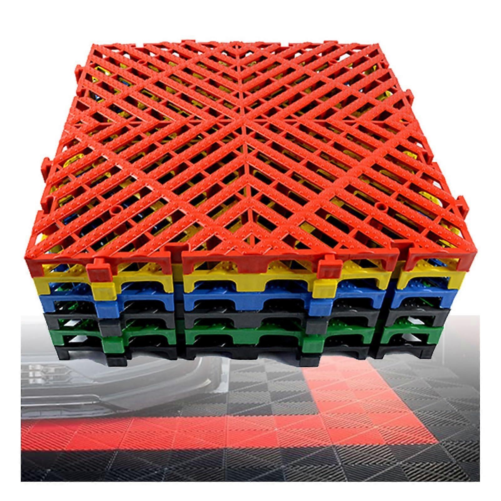 Interlocking Floor Tiles 4pcs SelfDraining Weather Resistant for Garage Deck Pool Bath Green