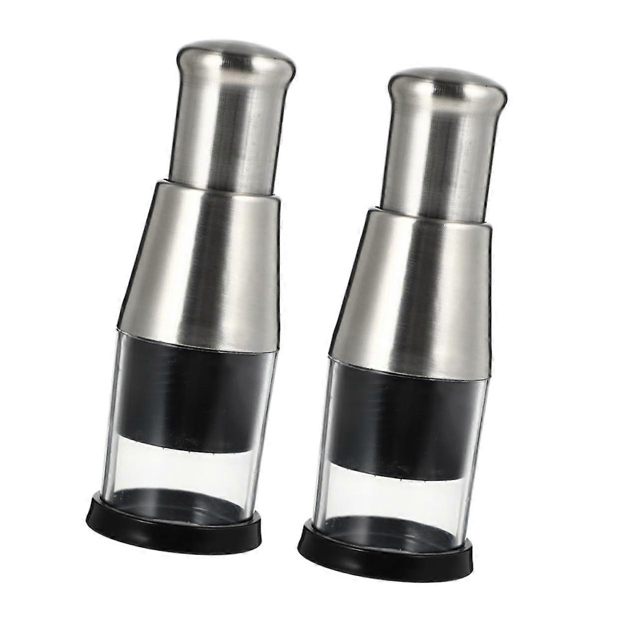 2Pcs Stainless Steel Garlic Press Set with Ergonomic Grip, MultiFunction Mincer for Cooking