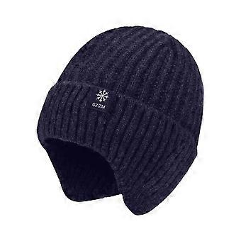 Gorro de punto de invierno para hombre, cálido, suave, elástico, con protección para las orejas, de lana gruesa, adecuado para climas fríos.