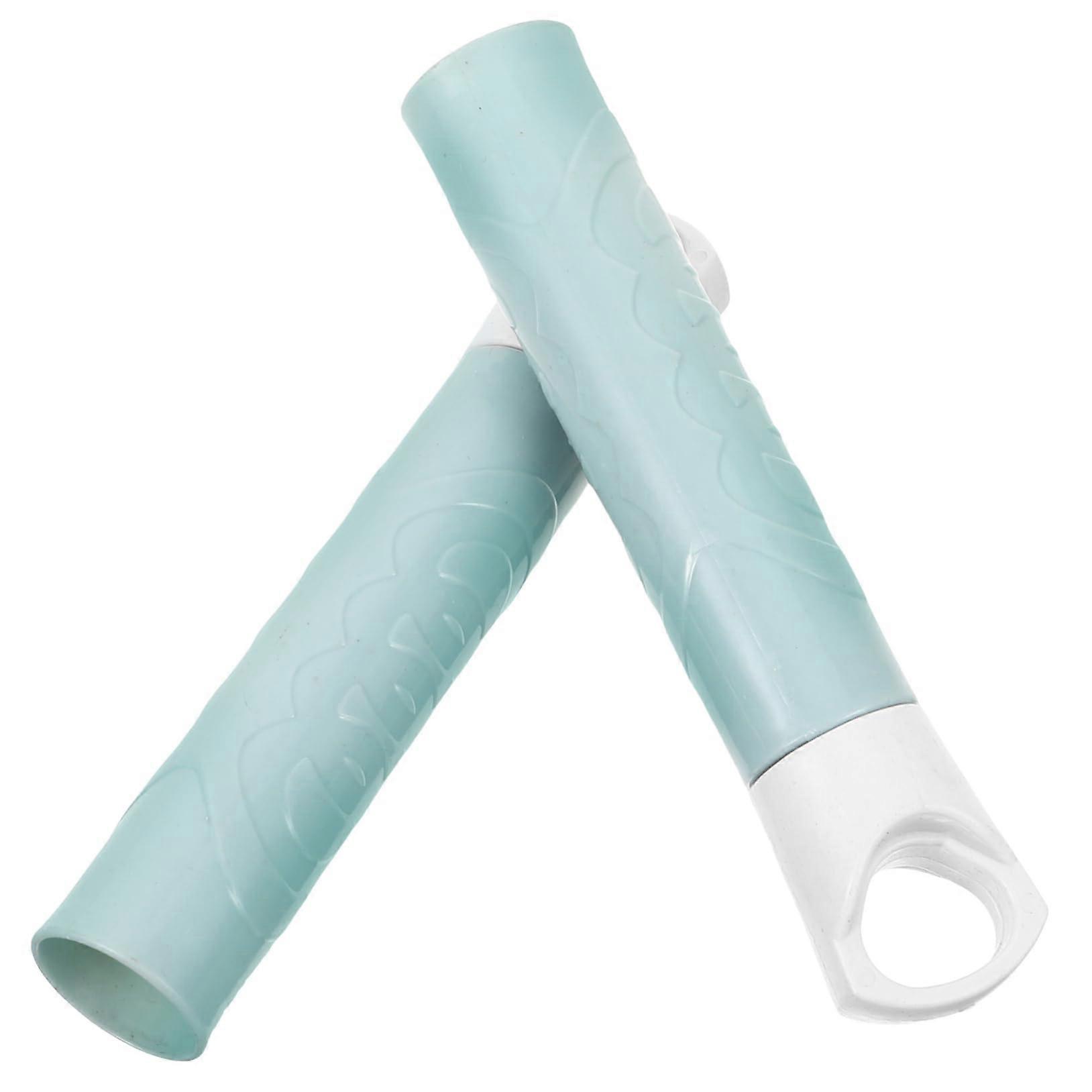 2pcs Broom Handle Grip End Caps Replacement Mop Handle Sleeves NonSlip Easy Install Light Blue
