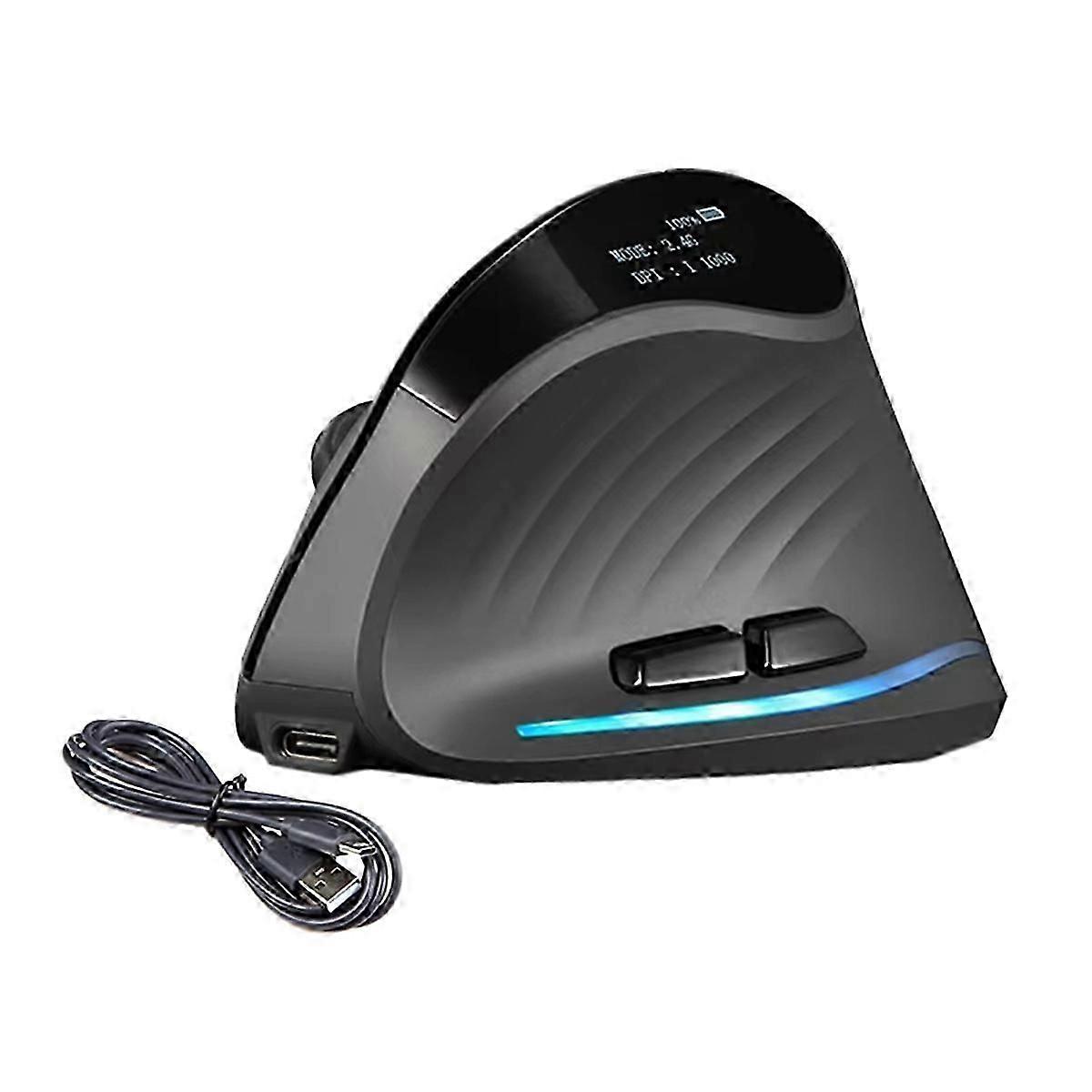 Rechargeable Wireless Vertical Mouse with Screen Display Ergonomic Mice 6 Button Programmable Gamin