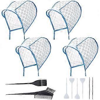 12pcs Kit de clareamento de cabelo, 4pcs cabelo descartável Scrub Caps com ganchos de crochê plástico, 2pcs pentes de tingimento de cabelo e escova de cabelo Salon Home Hair Dyeing Su