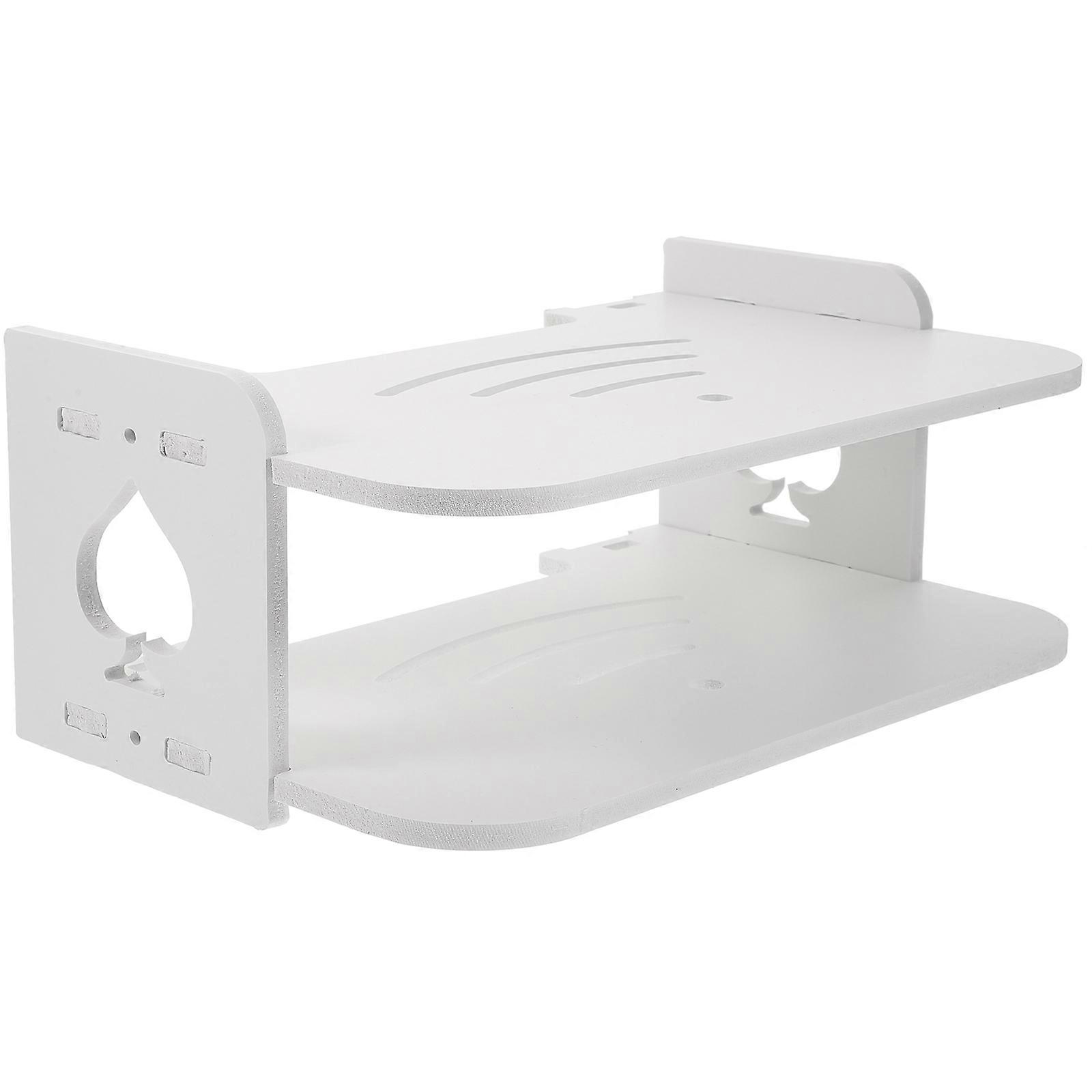 Router Shelf Wall Mounted for Cable Storage Shelf White Wood