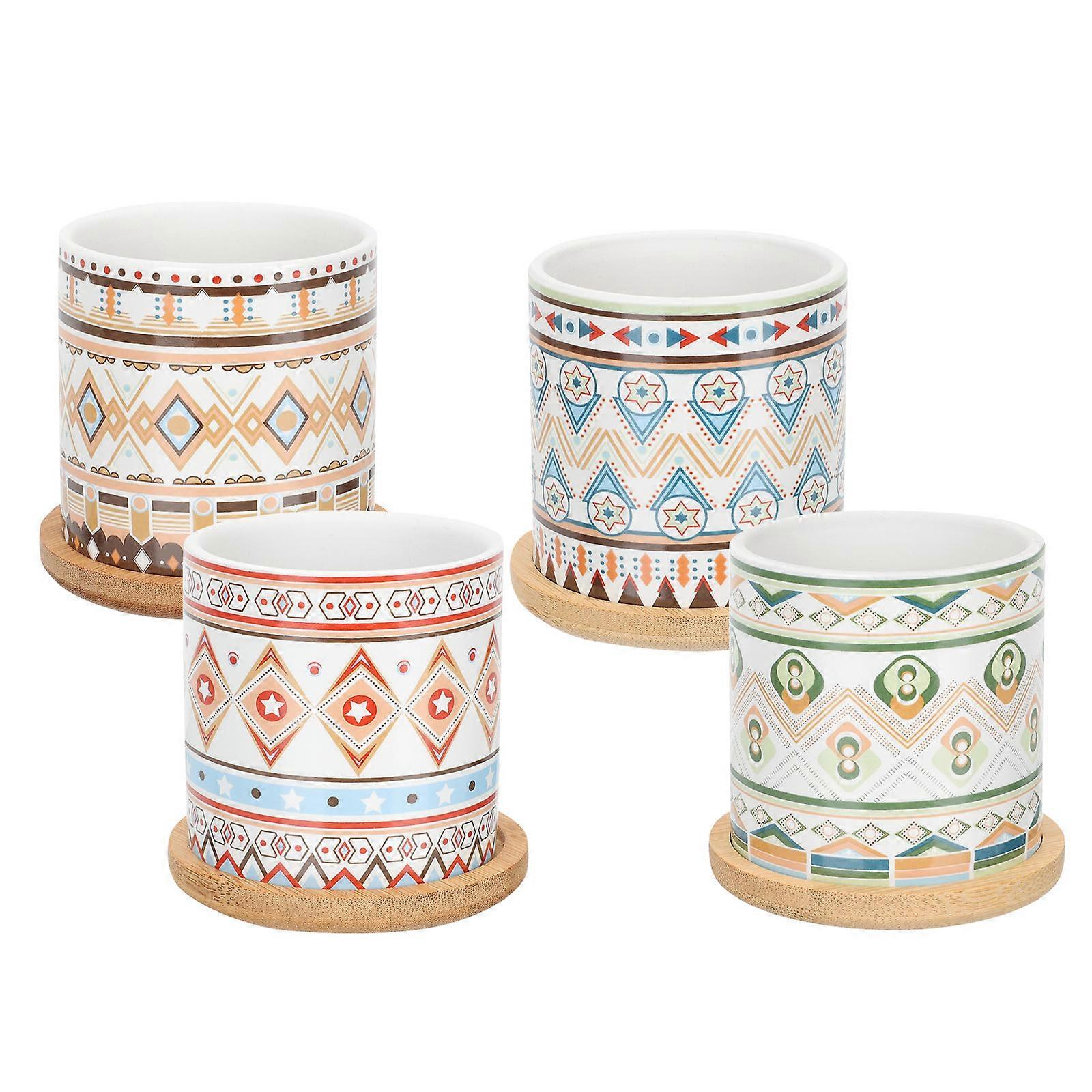 Ceramic Succulent Containers for Storage Use 4Sets with Trays