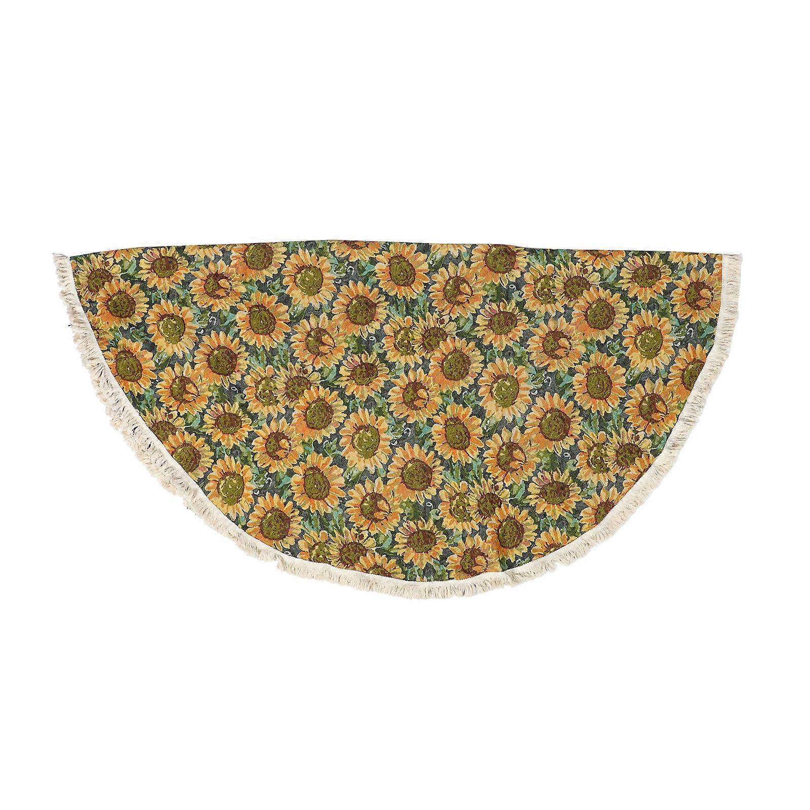 Sunflower Printed Tablecloth Round Table Cloth for Dining 2Pcs Yellow