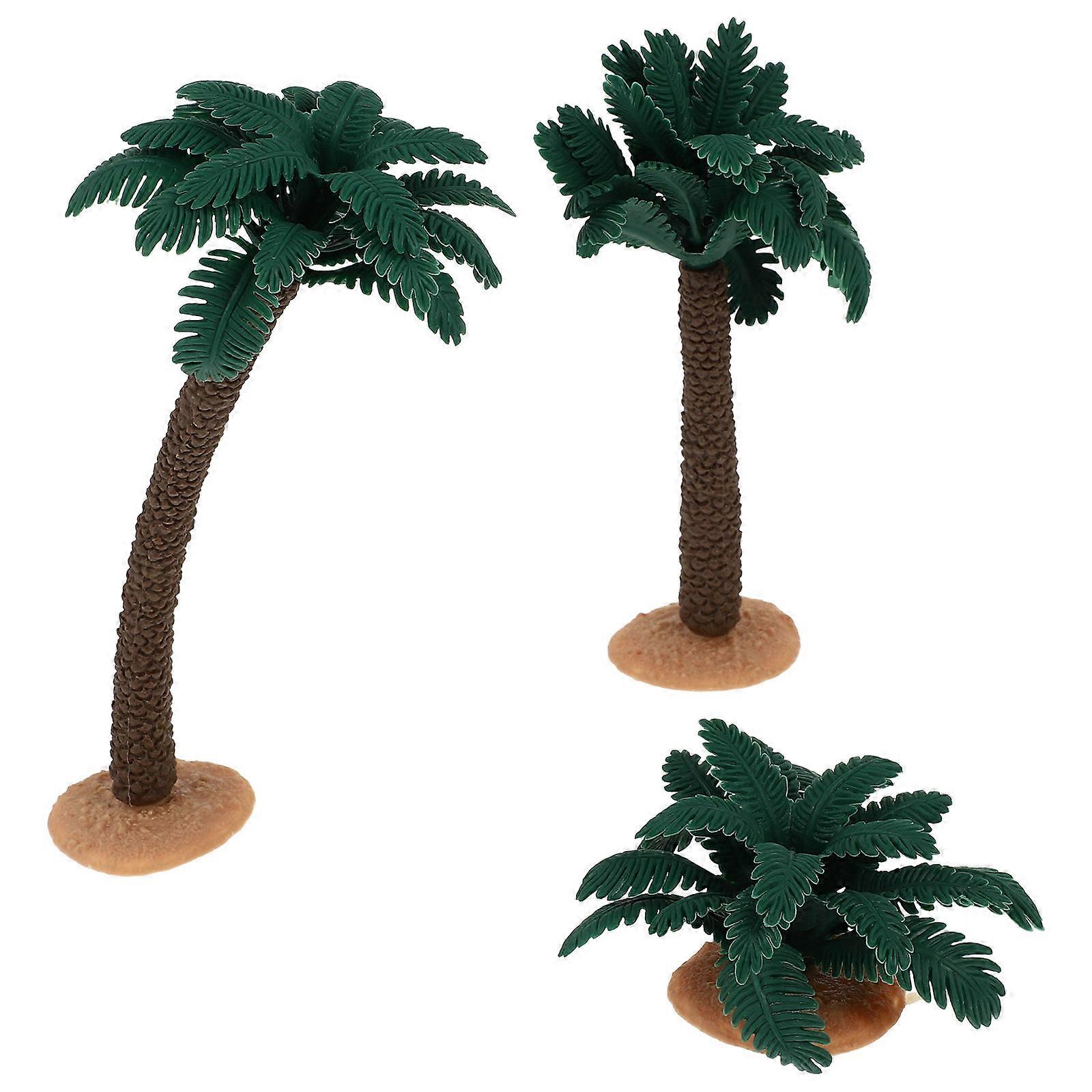 Palm Tree Statue Small Desktop Decor All Users Scene Decor 3Pcs