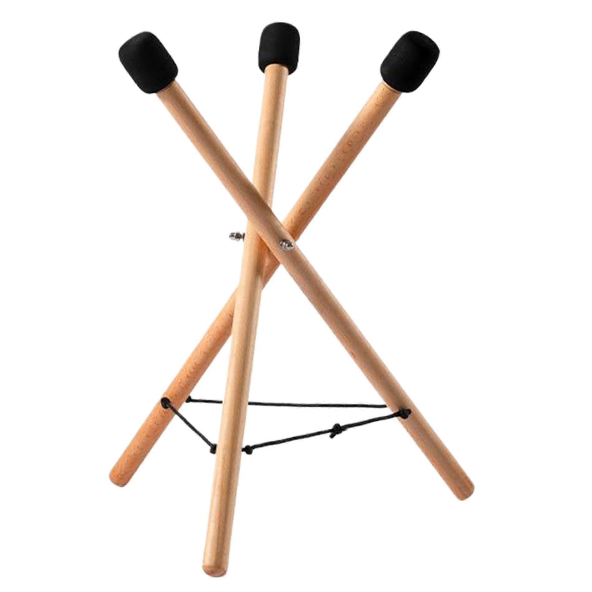 Adjustable Wooden Snare Drum Stand with Foldable Triangular Base and Ergonomic Handpan Drum Support