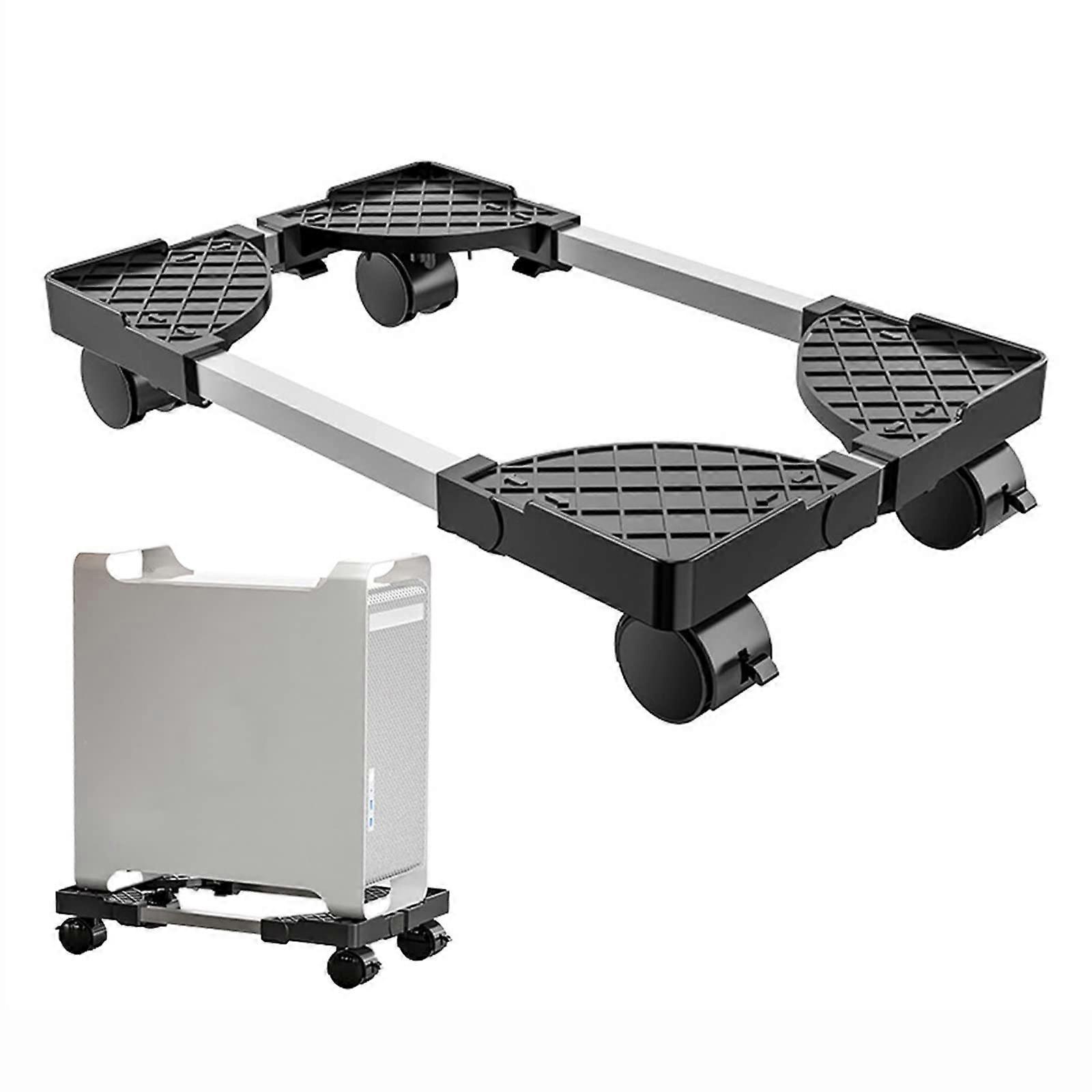 Adjustable CPU Tower Stand with Locking Caster Wheels, Rolling Computer Floor Holder – Black