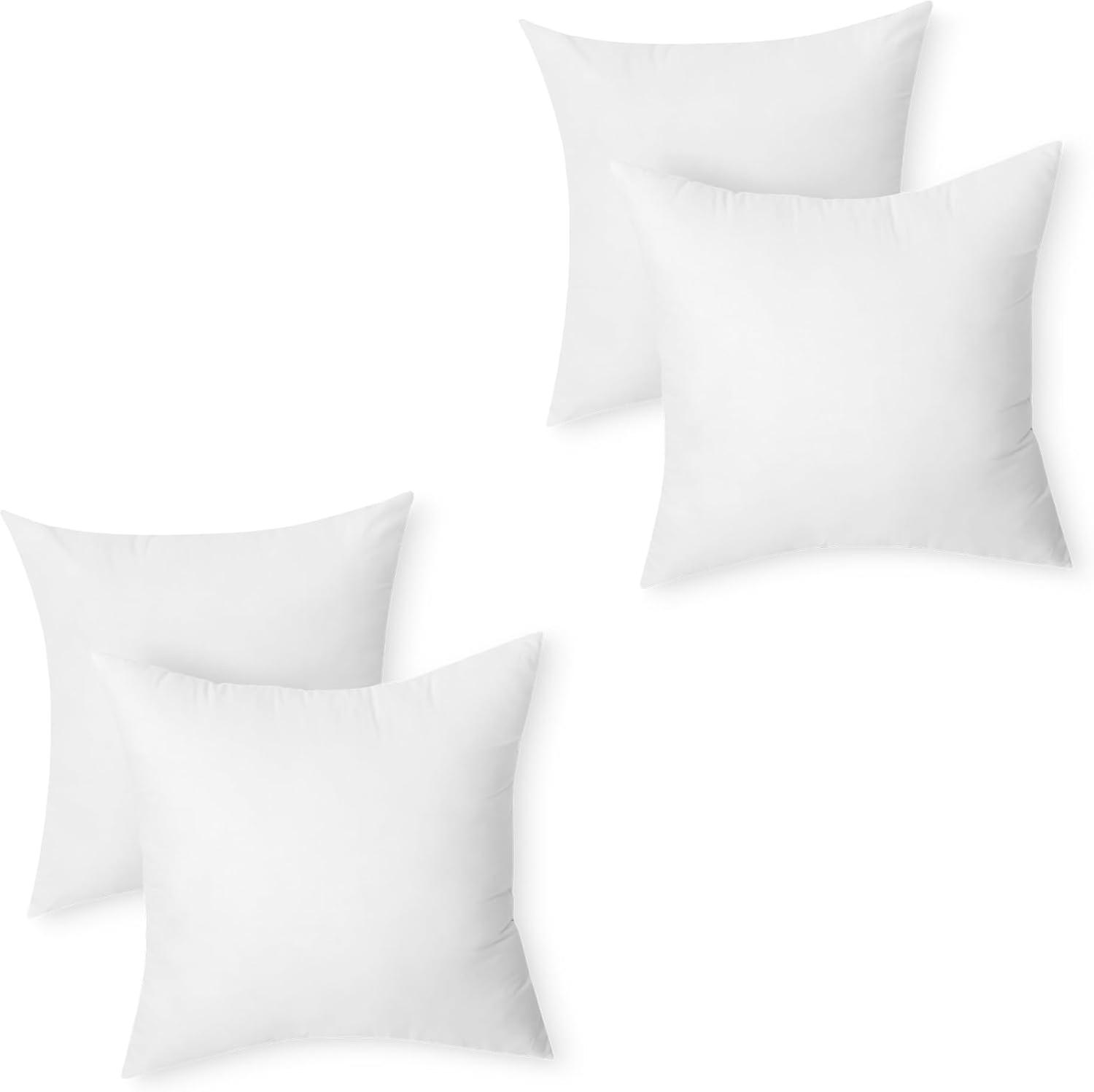 Square Hypoallergenic Pillow Insert, Sofa Bed Couch Decorative Stuffer, 18", 4 Pack