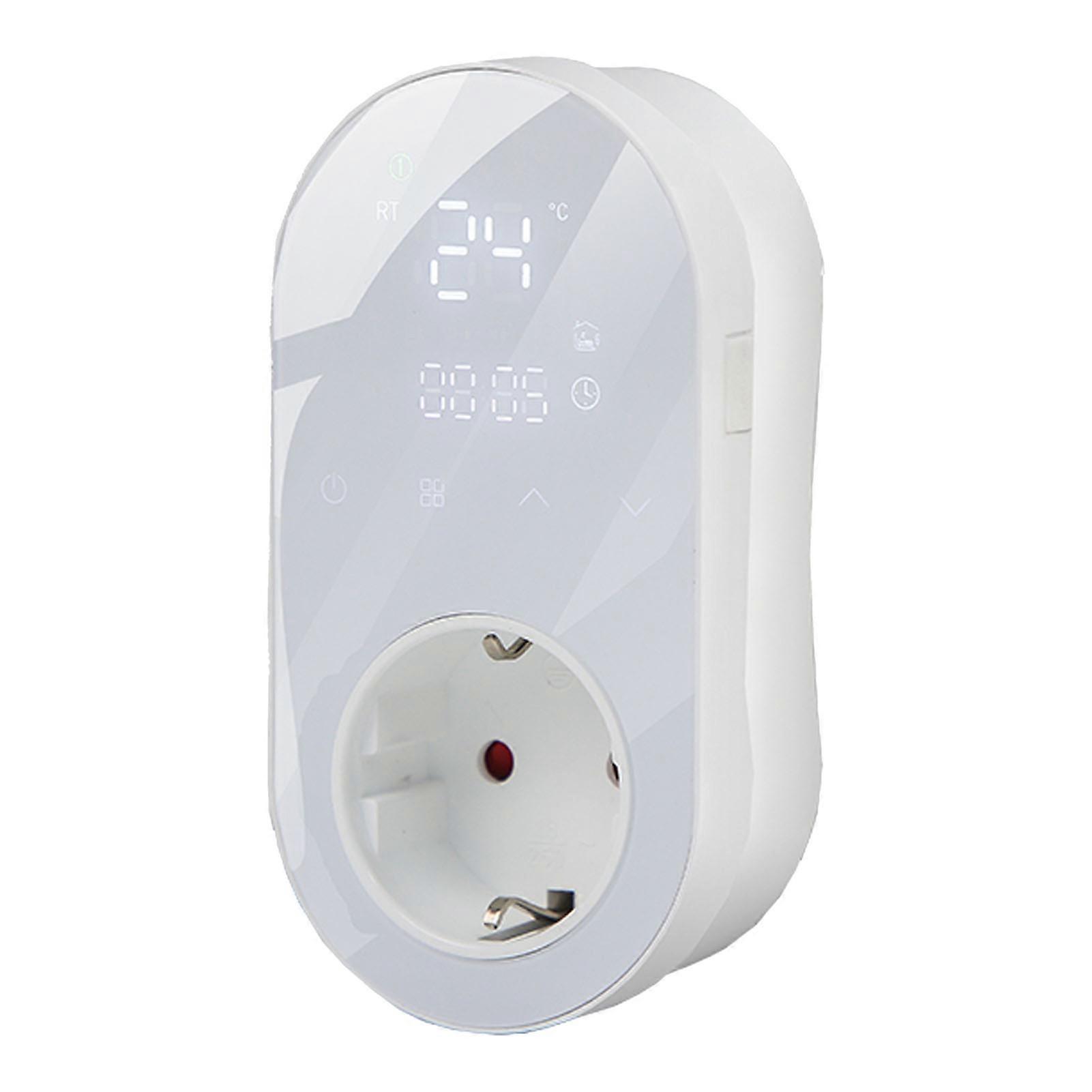 LED Digital Temperature Control Socket Programmable Plug in Thermostat Controlled Outlet for AC Floor Heating 16A White