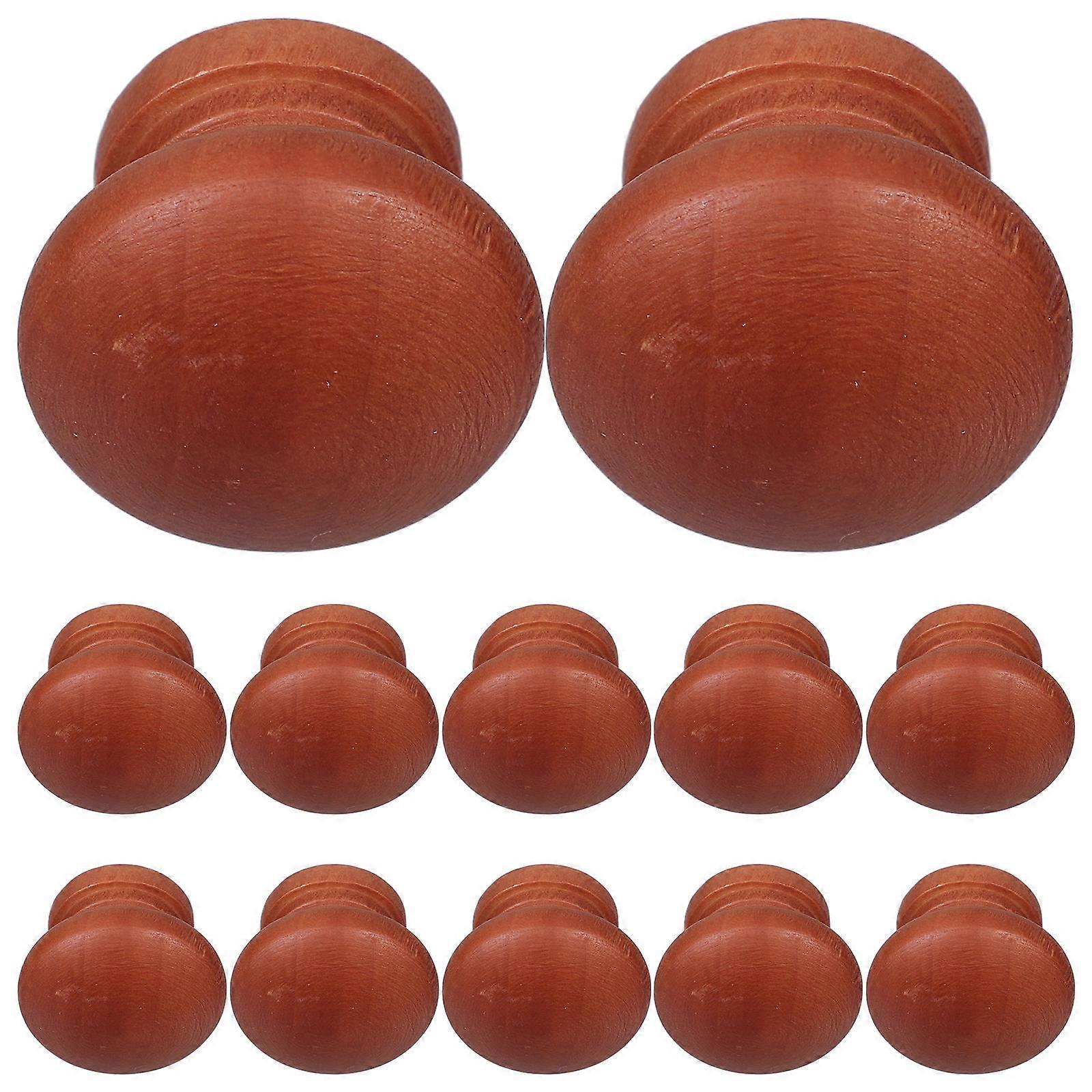 Unique Cabinet Knobs Wooden Dresser Knobs for Decor Dark Red 12Pcs