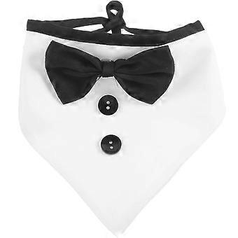 Dog Tuxedo Formal Dressy Bandana Per Collar with Bowtie Dog Outfit Triangular Binder
