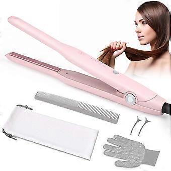 Plancha de pelo tipo lápiz, mini plancha de pelo para mujer y hombre, panel cerámico con ajuste de temperatura de 4 pasos y anti-encrespamiento.