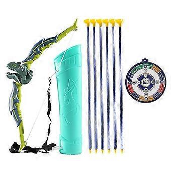 Bow and Arrow Set for Kids Cartoon Dinosaur Bow Archery Toy Set Includes 6 Suction Cup Arrows Quiver Outdoor Toys for Boys Girls