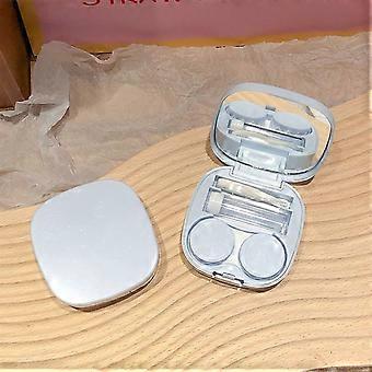 Lens Case with Cleaner Washer, Cute Green Contact Lenses Applicator Removal Tool Kit with Built-in Mirror and Solution Bottle, Compact Contact Lens Ho