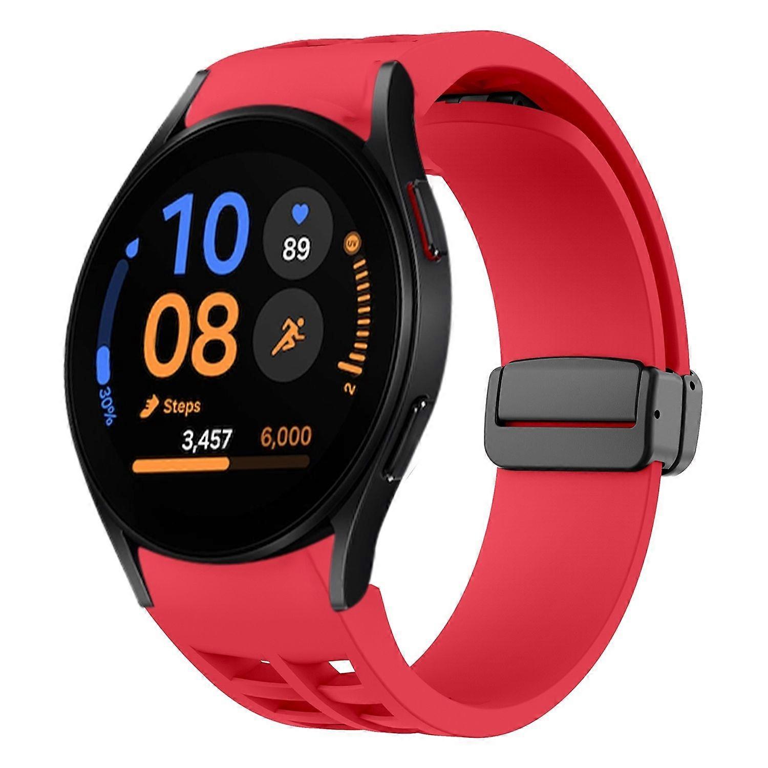 For Samsung Galaxy Watch FE / 6 / 5 / 4 40mm Silicone Design Magnetic Buckle Replacement Arm Band Red