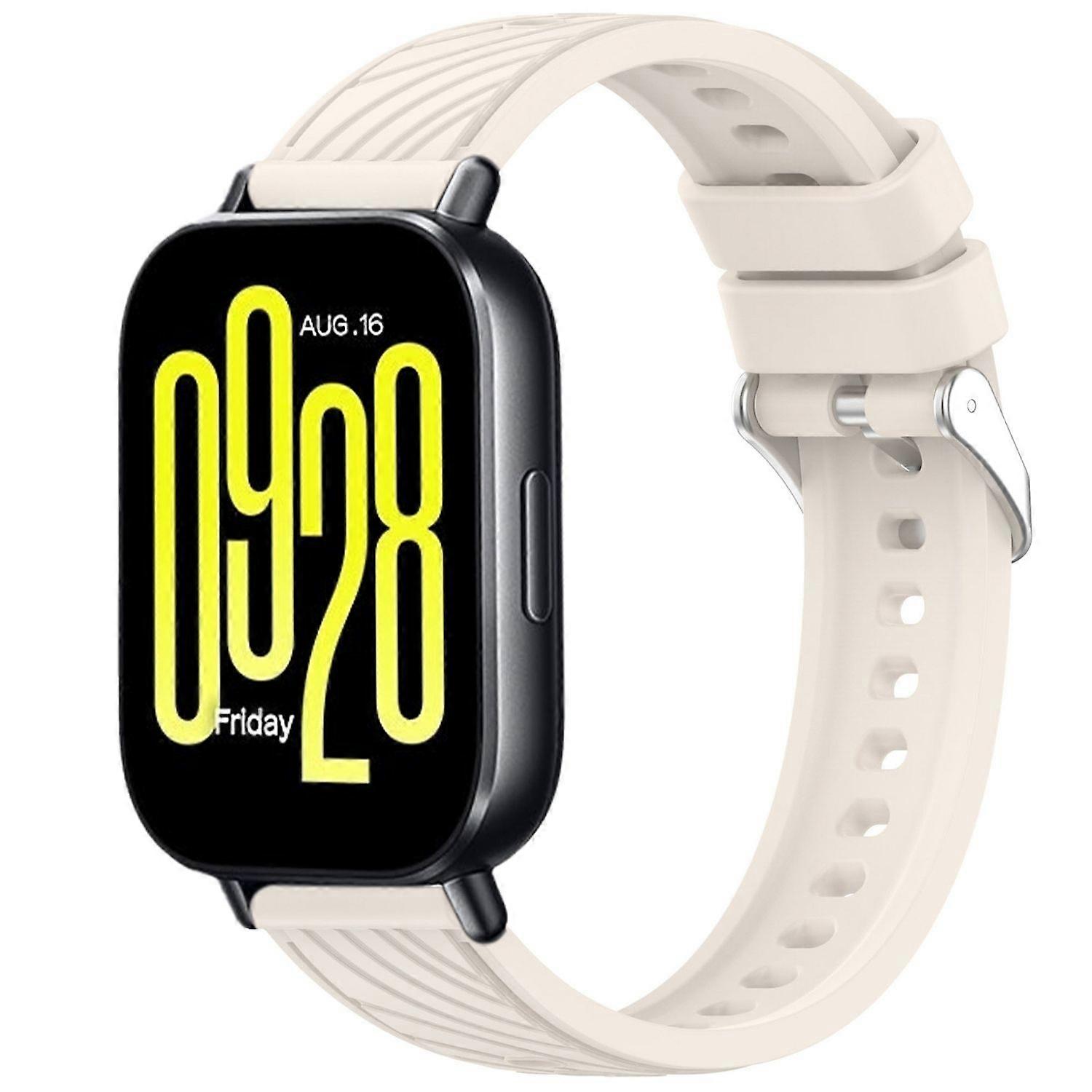 Replacement Strap for Xiaomi Redmi Watch 5 Active, Striped Texture 22mm Silicone Design, Beige